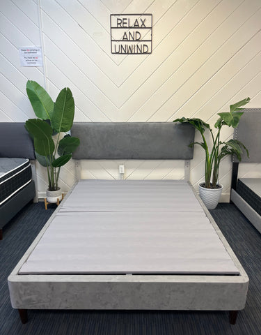 Suede Grey Platform Bed
